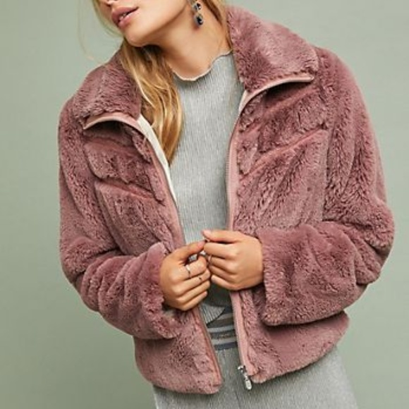 cece faux fur chevron jacket